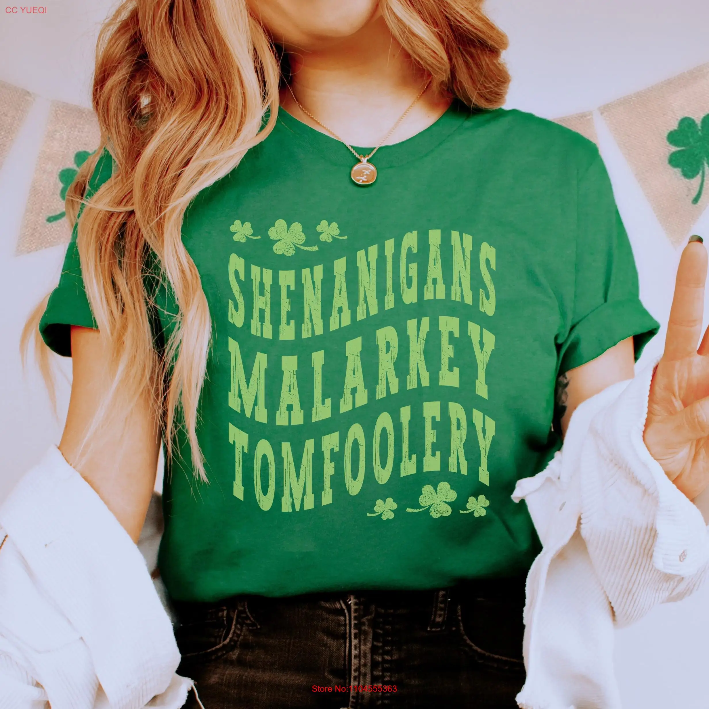 

Футболка Shenanigans Malarkey Tomfoolery St Pattys Day Shamrock Saint Patricks Забавные длинные или короткие рукава
