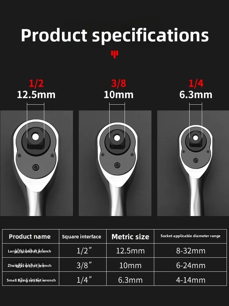Chiave a cricchetto a presa rapida, strumento di riparazione automobilistica universale bidirezionale, chiave domestica a 72 denti di grado industriale