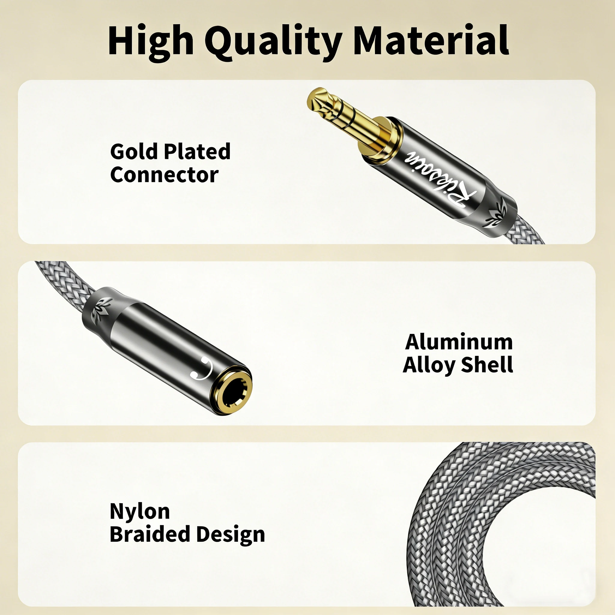 Headphone Extension Cable, 3.5mm Male to Female TRS Extension Cable Nylon Braided Aux Cord Extender for Smartphones, Tablets