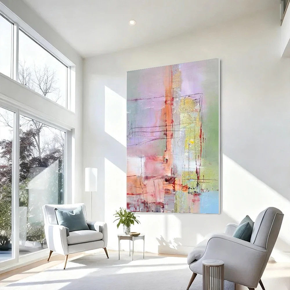 

Abstract Color Canvas Paintings Nordic Modern Indoor Wall Art Hand-Painted Knife Thick Oil Texture Oil Painting For Home Decor