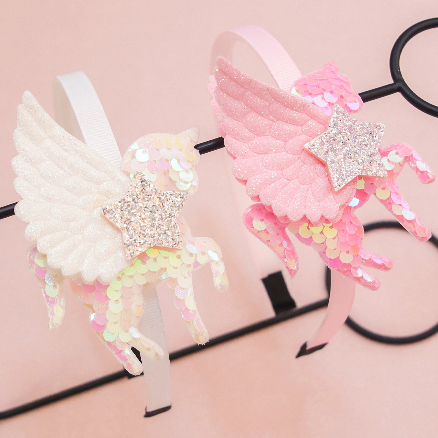 Fashion Unicorn Headbands for Girls Cute Wing Sequin Unicorn Hairbands Kids Hairhoops Children Girls Hair Accessories