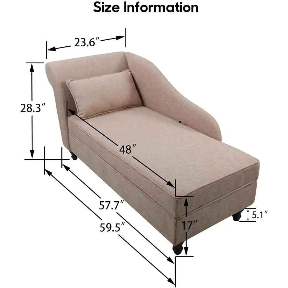 ern Chaise Lounge Indoor with Storage abric Chaise Lounges Chair Sleeper Lounge Soa Recliner Chair or Bedroom Oice Living Room &