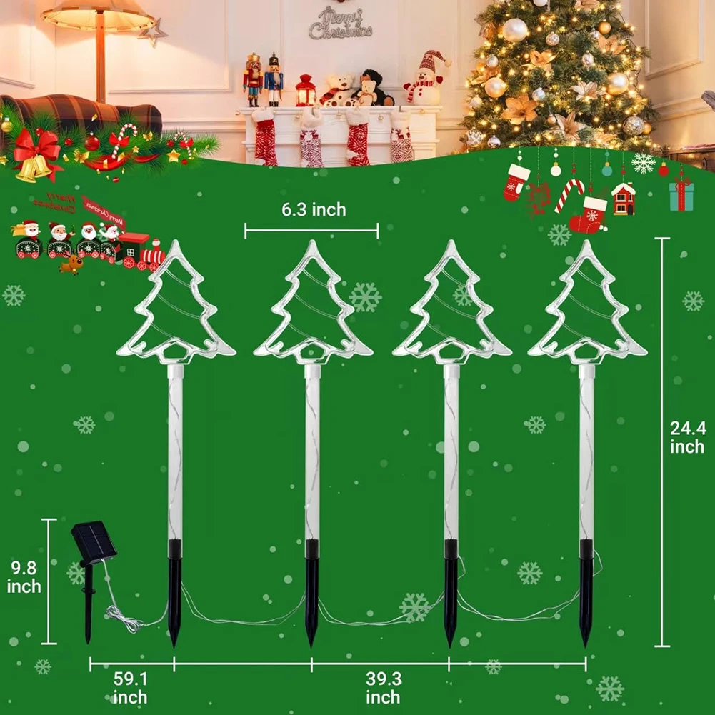 Star/Xmas Tree Solar Powered Stakes Light สีสัน/Warm Light ไฟสวนอัตโนมัติบนไฟลานกลางแจ้งสําหรับทางเดิน Patio Garden