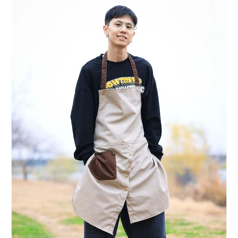 Canvas Apron Customized logo Printing Supermarket Floral Roast Coffee Hot Dyer Catering Special Men's and Women's Work Clothes