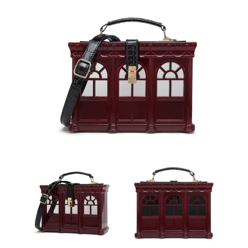 House Acrylic Box Shaped Shoulder Bag Tote Crossbody Handbag for Women Girls