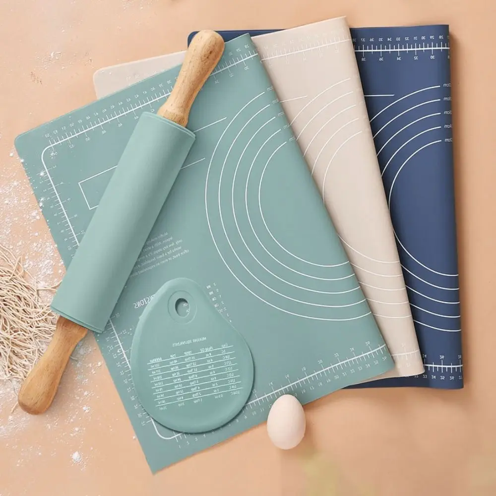 

Pastry Mat With Scale Silicone Kneading Pad Set Nonstick Heat Resistant Dough Rolling Mat Non-slip Large Size Baking Mat Cake