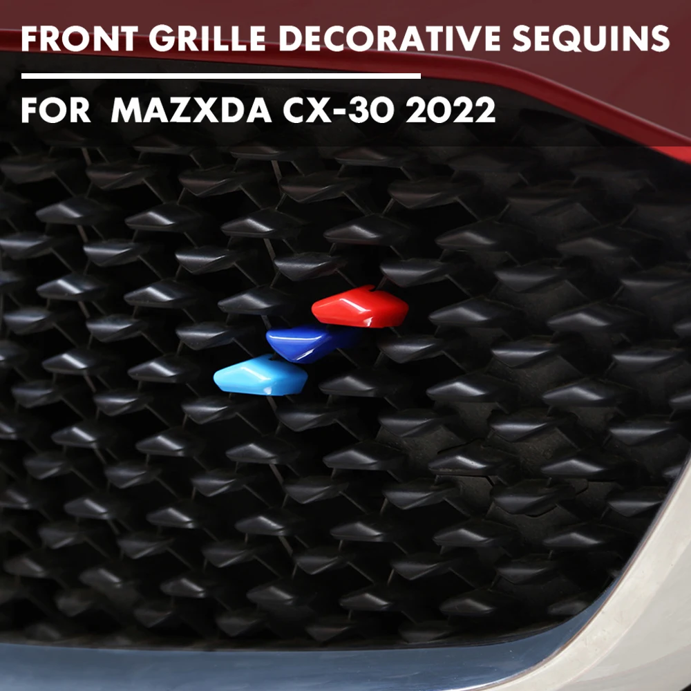

3 шт. для Mazda CX-30 2022, передняя решетка, декоративные блестки, АБС-пластик, передняя правая боковая решетка автомобиля, литье, автомобильные аксессуары