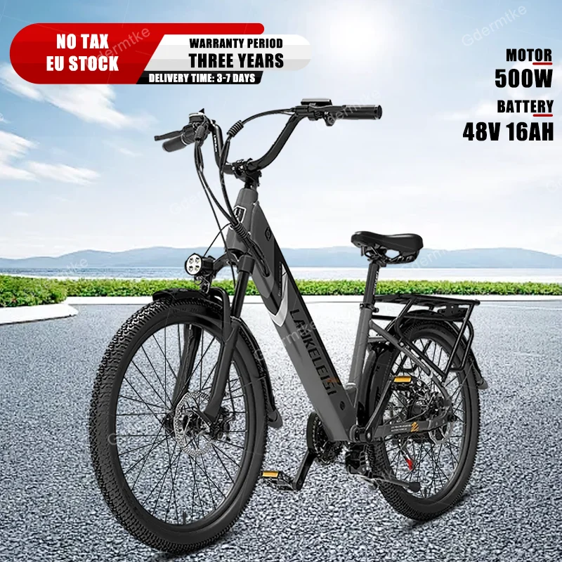 LANKELEISI 500W E Bike Brushless Motor 48V16AH Lithium Battery City travel Electric Bicycle 24 Inch Tire Mountain Electric Bike