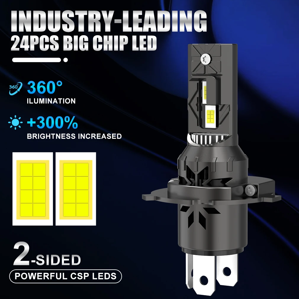XSTORM H4 LED Headlights for Car 100W 30000LM LED H4 Lights Bulbs 3570 24PCS Chips  Hi/Lo Headlamps With Fan Lamp 12V-24V 6000k