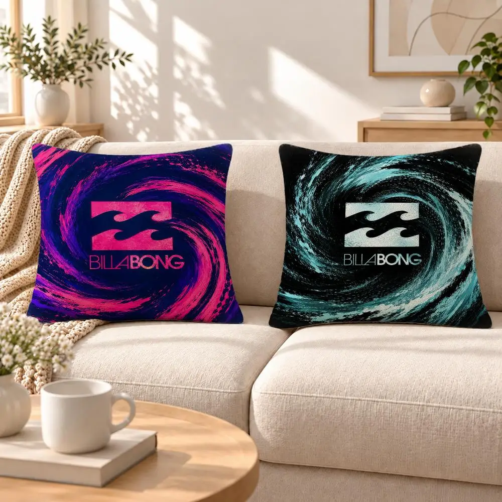 Brand Billabong Cushion Cover Soft Short‑Plush Pillowcase, Decor for Sofa & Bedroom, Perfect Holiday Gif