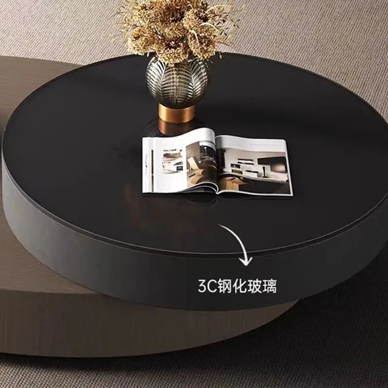Minimalist, oval, coffee table, light luxury, modern, creative, upper and lower rotating coffee table