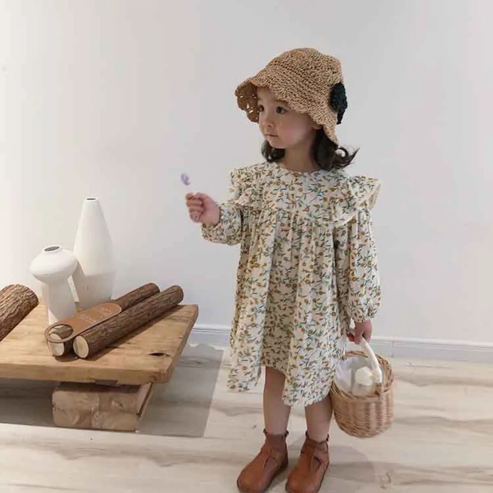 Casual Countryside Style Lapel Long Sleeved Floral Print Dress for Daily Wear Autumn Promotion