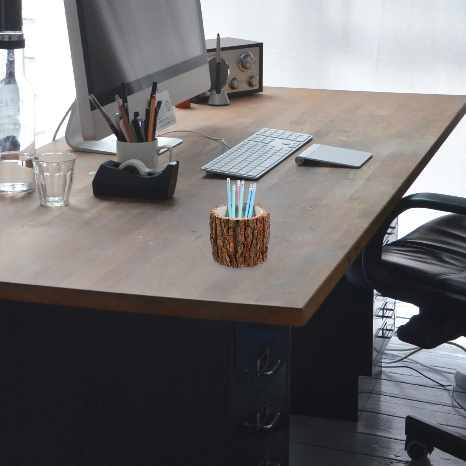 

Набор из 2 легких деревянных подставок для ручек, портативный настольный органайзер, вместительный стакан для канцелярских принадлежностей и мелочей, современный офисный аксессуар