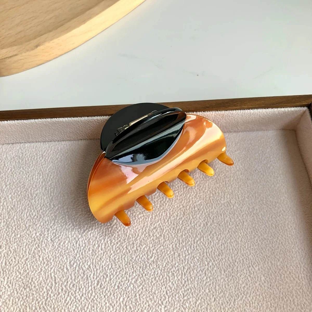 1 Stück elegante französische Vintage-Haarspange, zweifarbig, mit Holzmaserung und marmoriertem Design, perfekt für lässige, tägliche Ankleide, niedliche Haarspangen – Detail 6