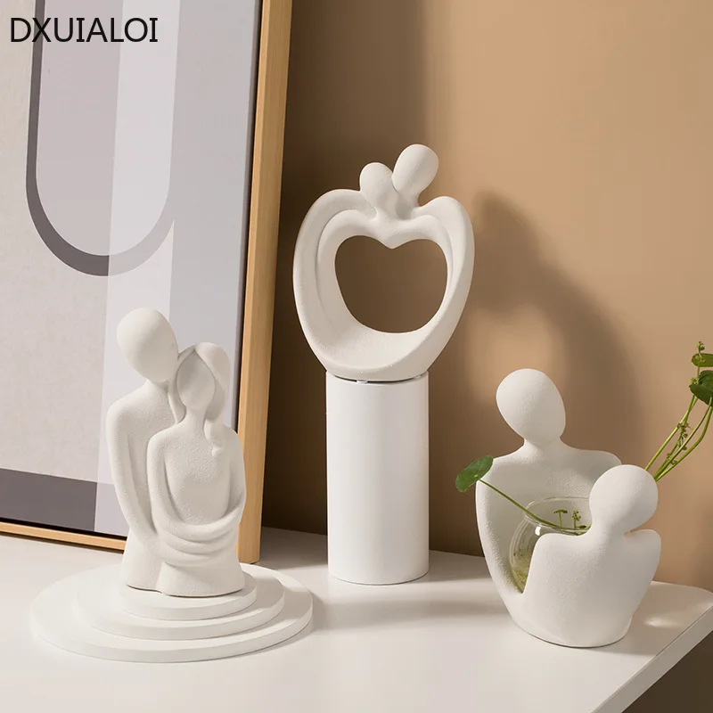 Modern minimalism Abstract character decorations Ceramic couple ornaments Valentine's Day Gift Home decoration accessories