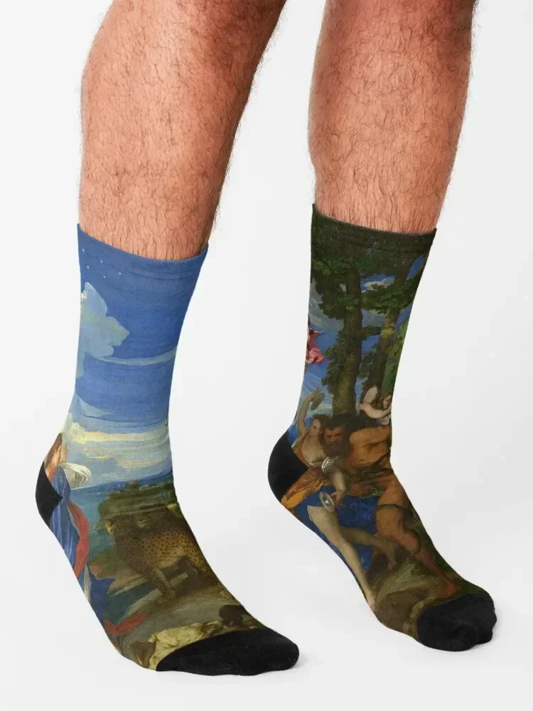 Titian – Bacchus und Ariadne Socken japanische Mode Mann Knöchel süße Frau Socken Herren