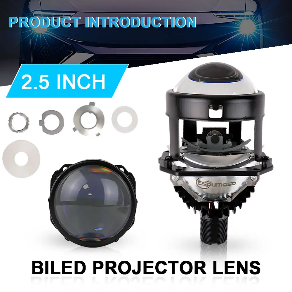 

2.5 inch Bi Led Two Reflector Lenses Car Headlight 2000LM 5500K For Hella 3R G5 Hi Lo Beam Lens Upgrade Retrofit