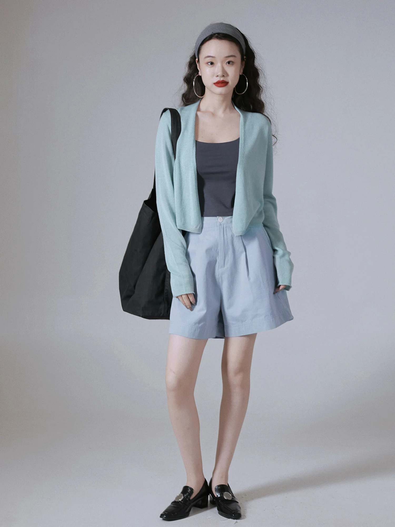 

High Waist Loose Casual Pants Straight Leg Cotton Shorts Women's Summer Workwear Pure Color Comfortable Breathable Trousers