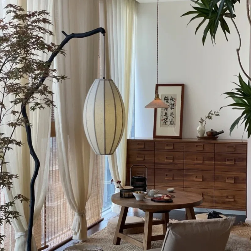 Floor lamp: Retro tea room, living room ambient light, fishing floor lamp