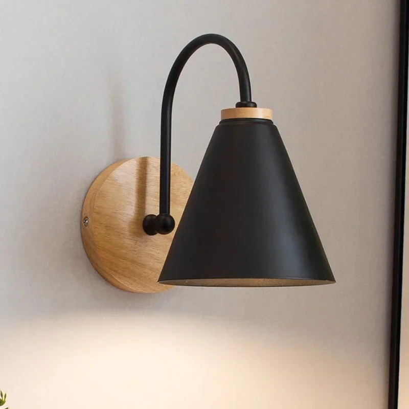 Luces de pared de madera, lámpara de noche, aplique de luz para dormitorio, cocina, restaurante, lámpara de pared moderna, apliques nórdicos de macarrones