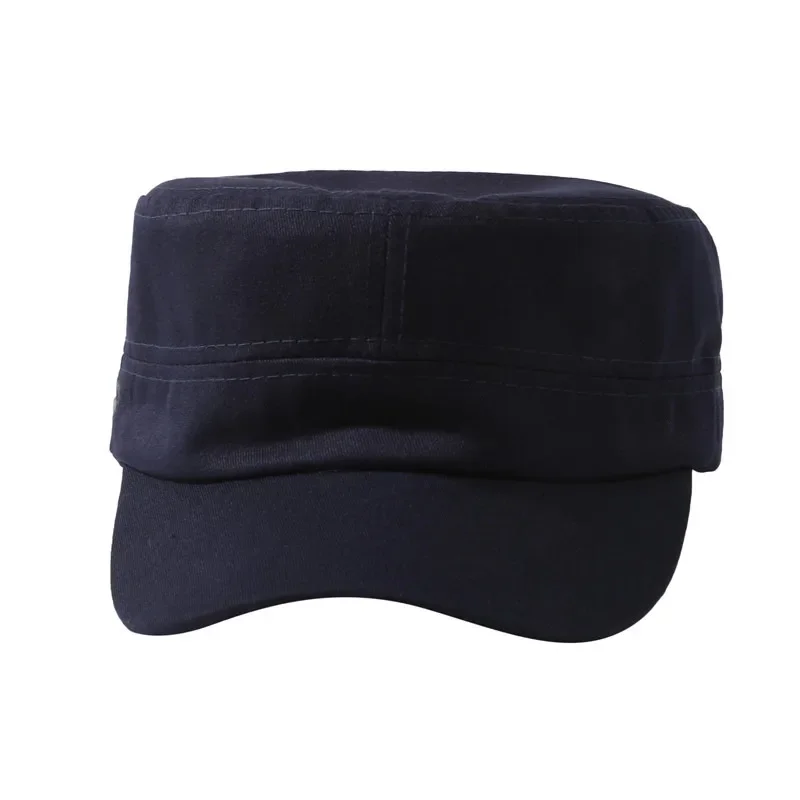 Unisex Vintage Einfarbige Flache Militärmütze in Fünf Farben Erhältlich, Atmungsaktive Sommer-Outdoor-Militärmütze, Flache Schlichte Mütze – Detail 32