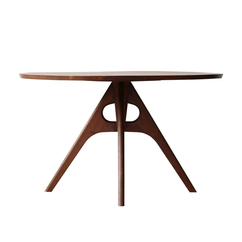 

Black walnut, round dining table, all solid wood in the living room
