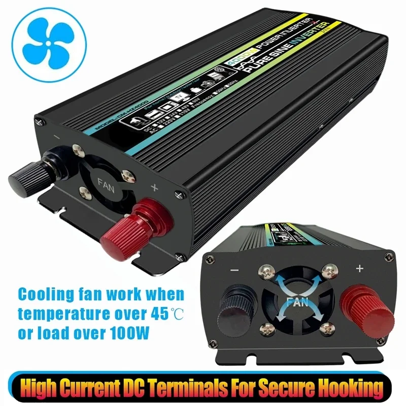Convertitore di potenza per inverter per auto a onda sinusoidale pura da 4000 W DC12V a AC 220 V 60 Hz Convertitore di presa per campeggio all'aperto per casa auto