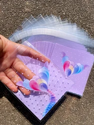 100pcs Purple OPP Gift Bag, Romantic Mermaid Tail Pattern Square Self-sealing Bags For Party Gifts Decor Bag