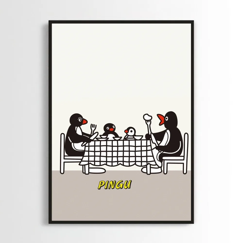 Cartoon Pingu Penguin Poster Prints Wall Decals Sticker Pictures Living Room Home Decoration