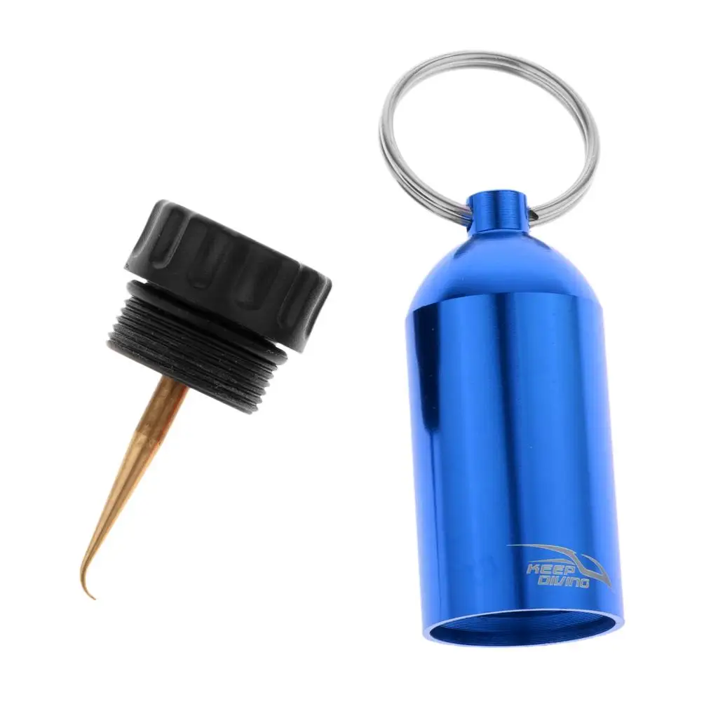 

Mini Scuba Diving Tank Keychain with Screw Storage 12 O-rings and Brass Pick for Underwater Adventure