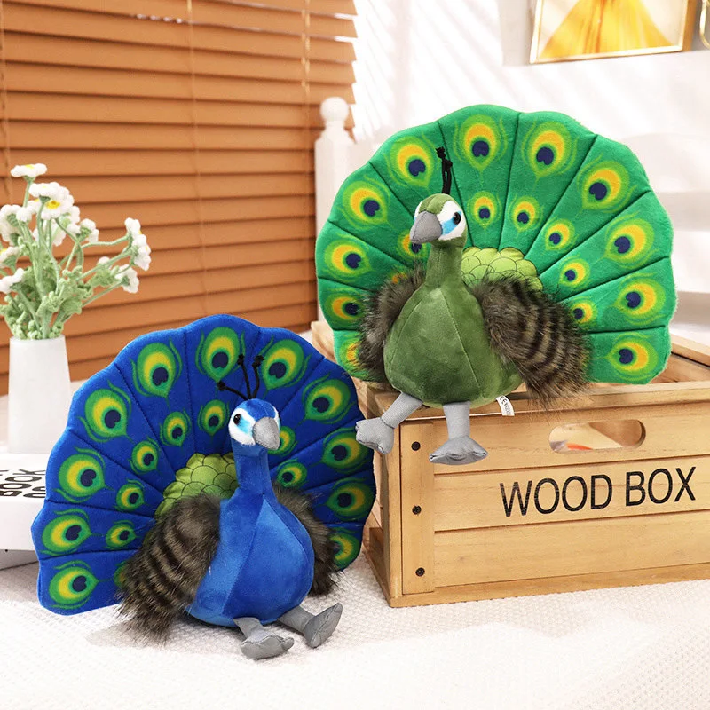 Lindo Peluche de Pavo Real Verde de Simulación, Muñeco de Pavo Real Azul, Adorno Decorativo, Regalo, Muñeco de Pájaro, Souvenir de Zoológico, Adorno, Accesorios para Fotos