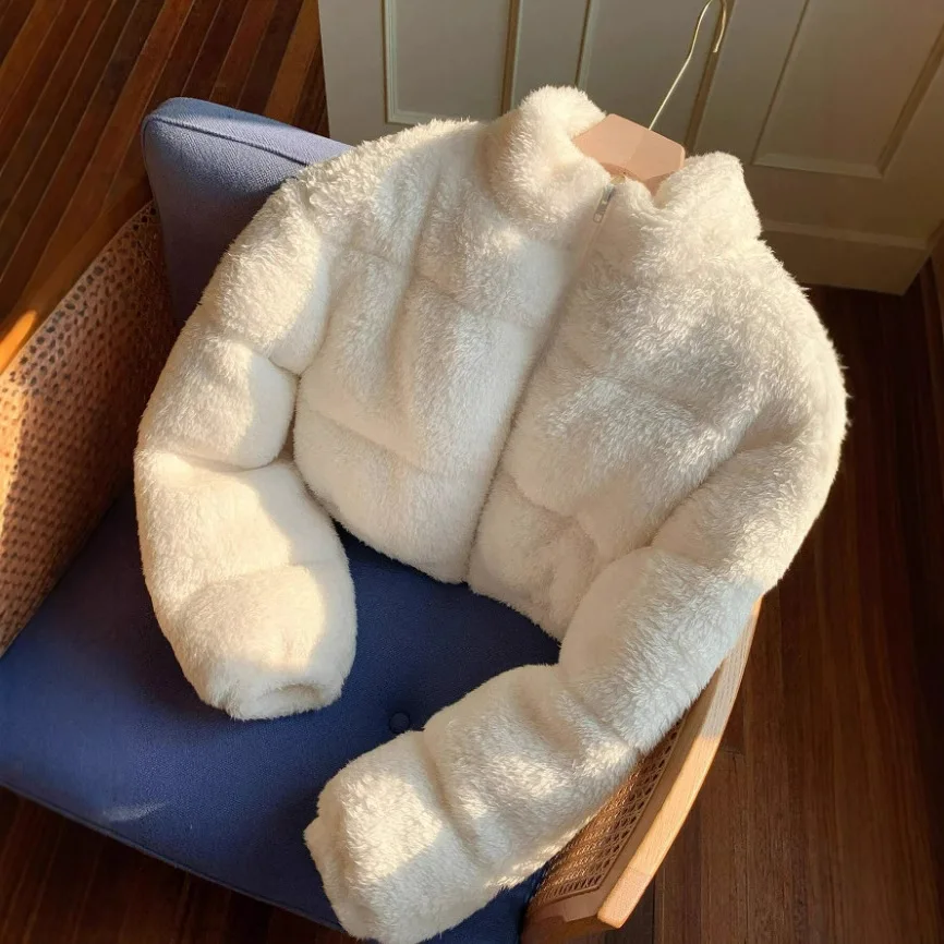 

Yaminiya осень/зима городская повседневная короткая плюшевая хлопковая куртка из овечьей шерсти ретро куртки зимняя одежда женское пальто 2025 сохраняет тепло