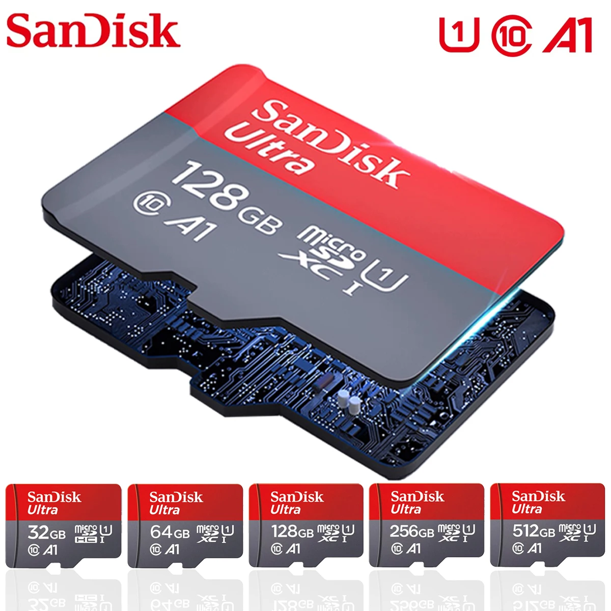 Sandisk 512GB Memory TF Card 128GB 64GB 32GB Micro sd card Class 10 UHS-1 flash card Memory Microsd for Samrtphone PC Original
