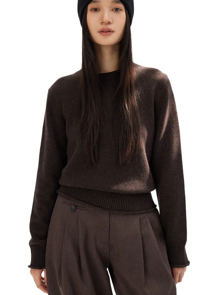 Age reduction machine model~ 3-line thickened hem crimping design, Consinee AU pure cashmere crew neck sweater