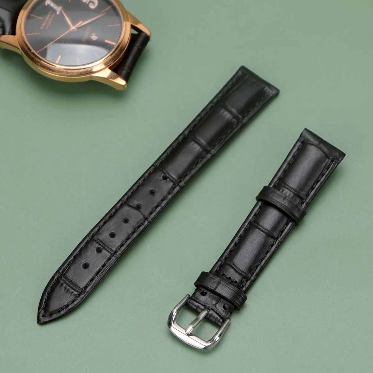 Cinturino per orologio da 14 mm, nero, resistente, impermeabile, resistente al sudore, facile da installare, cinturino classico casual per l'uso quotidiano