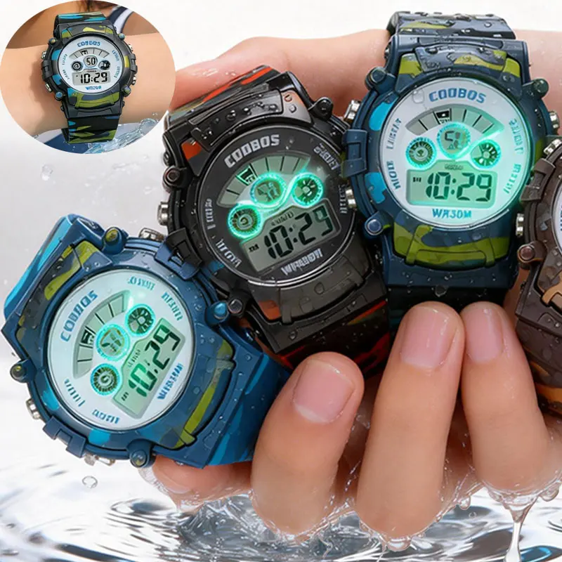 

Детские спортивные часы с силиконовым ремешком, водонепроницаемые, с LED-дисплеем, цифровые, для детей, школьников, девочек и мальчиков, наручные часы