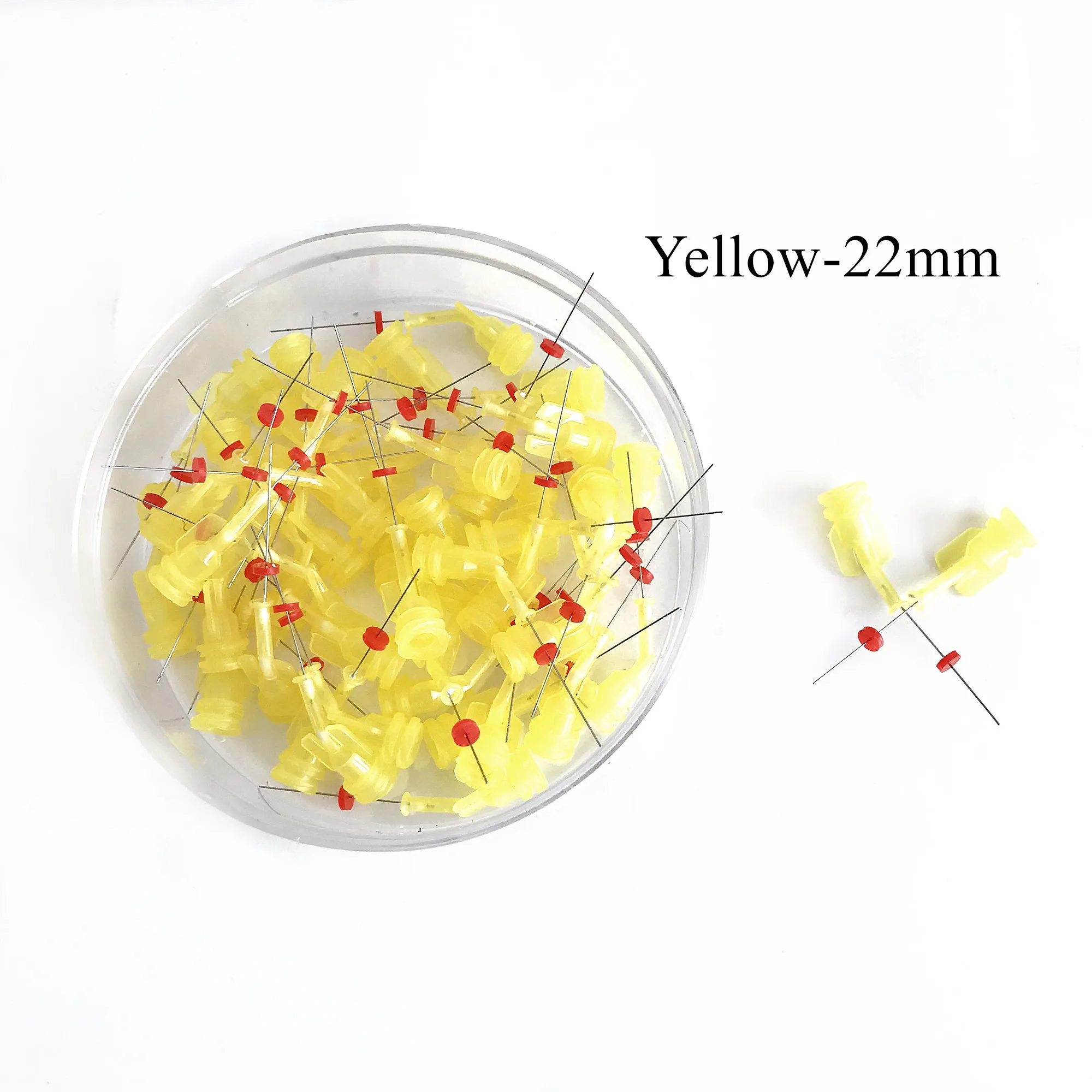 50Pcs/Box Dental Irrigation Tips Sideport Smallest Irrigator Delivery Tip Irrigant Yellow-22mm