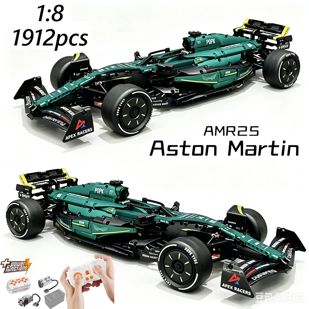 Blocos de Montar Técnicos 1:8 Novo Martin Aramco AMR25, Conjunto de Modelo DIY de Carro Esportivo, Brinquedo Decorativo, 1912 Peças, Compatível com Lego