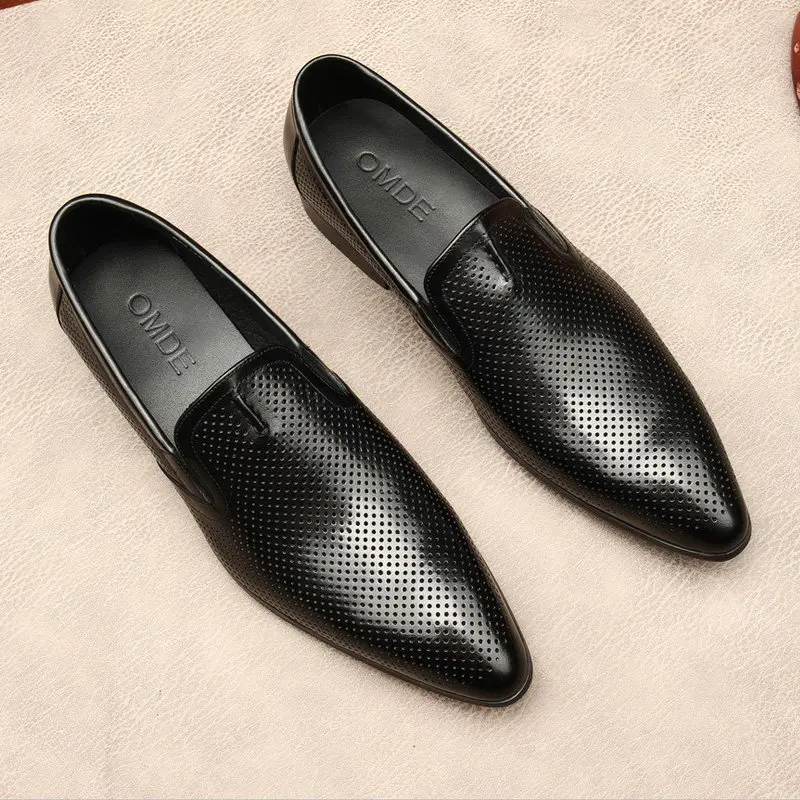 Genuine Leather Mens Business Loafers Luxury Handmade 2026 Autumn Fashion Quality Breathable Summer Dress Social Shoes Man