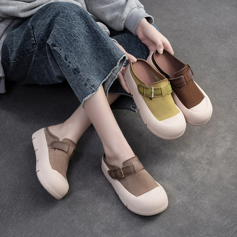 Koznoy 3.5cm ROME Cow Genuine Leather Slippers Slip on Fashion Women Summer Platform Wedge Sandals Designer Comfy Concise Shoes