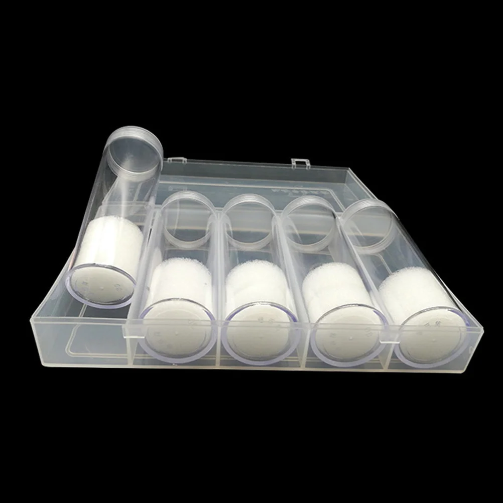 6pcs Plastic Clear Round Cases Coin Storage Protective Tube Holder with Storage Box (5 Tube + 1 Storage Box)