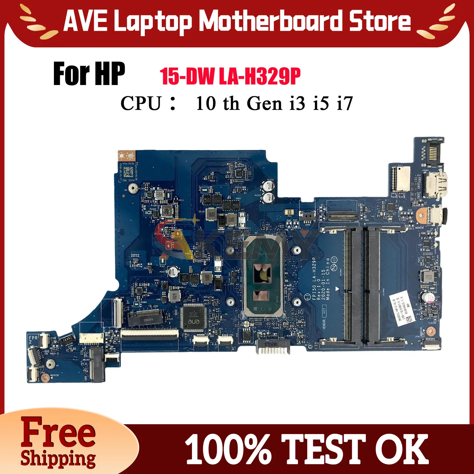 

LA-H329P For HP 15-DW 250 G8 Laptop Motherboard L86470-601 L51985-601 With i3 i5 i7 10th Gen CPU DDR4 100% Fully Tested