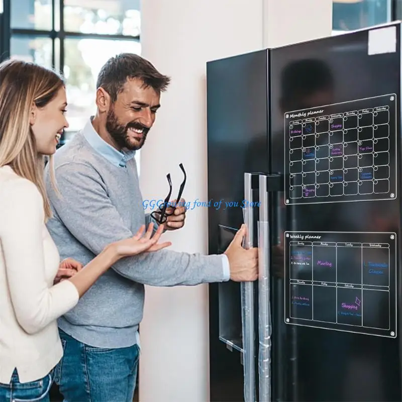 H9EB مخطط تقويم الثلاجة لقائمة تسوق البقالة ومخطط وجبات المطبخ