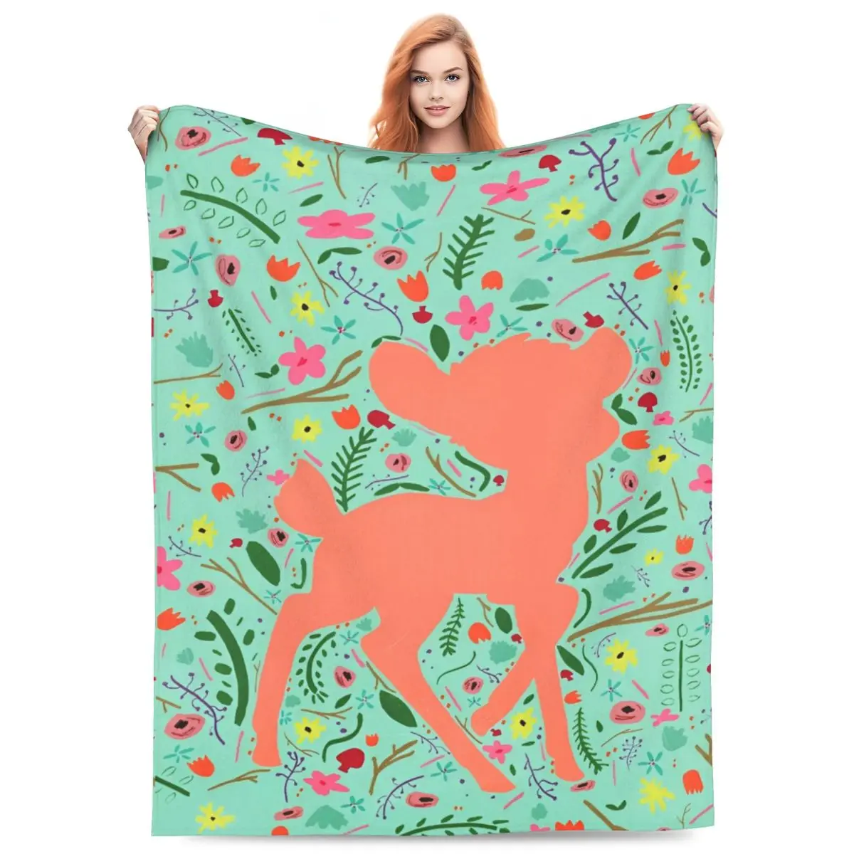 Bambi Cartoon Movie Warm Soft Blanket Airplane Travel Office Plush Bedding Throws Couch Bed Flannel Bedspread Sofa Bed Cover