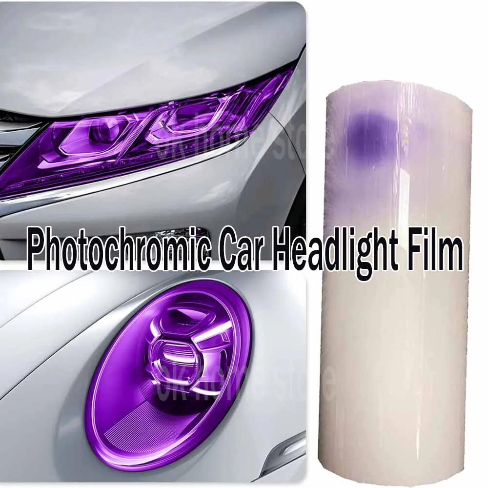 30/40/50cm TPU smart Photochromic Car Headlight Tint Film Taillight Film Motorcycle Car Lamp Foglight Photochromic Tint Film