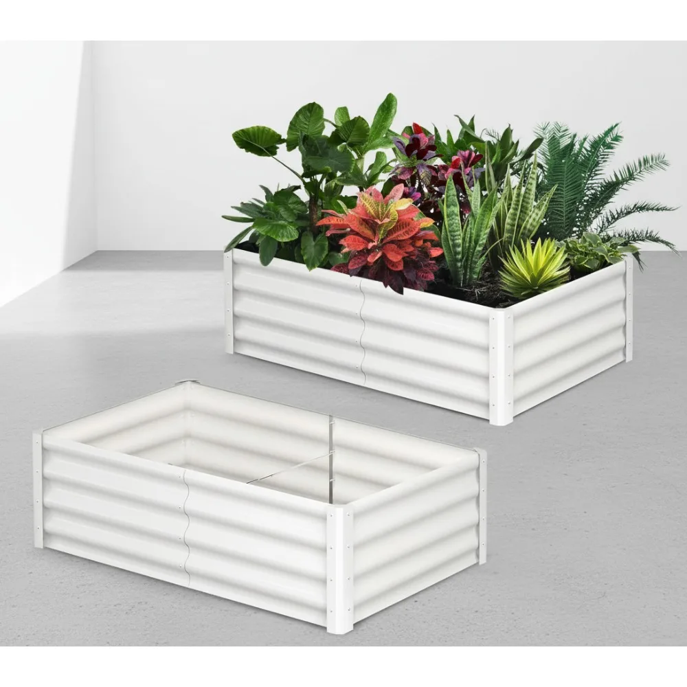 سرير حديقة مجلفن مقاس 6 × 3 × 1 قدم، صندوق زراعة معدني مقاوم للصدأ للخضروات والزهور والأعشاب، تجميع سهل بدون أدوات #1
