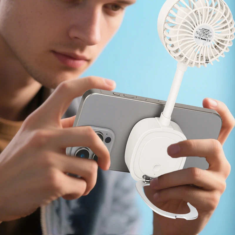 USB Magnetic Suction Fan Absorbs Mobile Phone Hose and Adjusts Different Directions to Release Hands