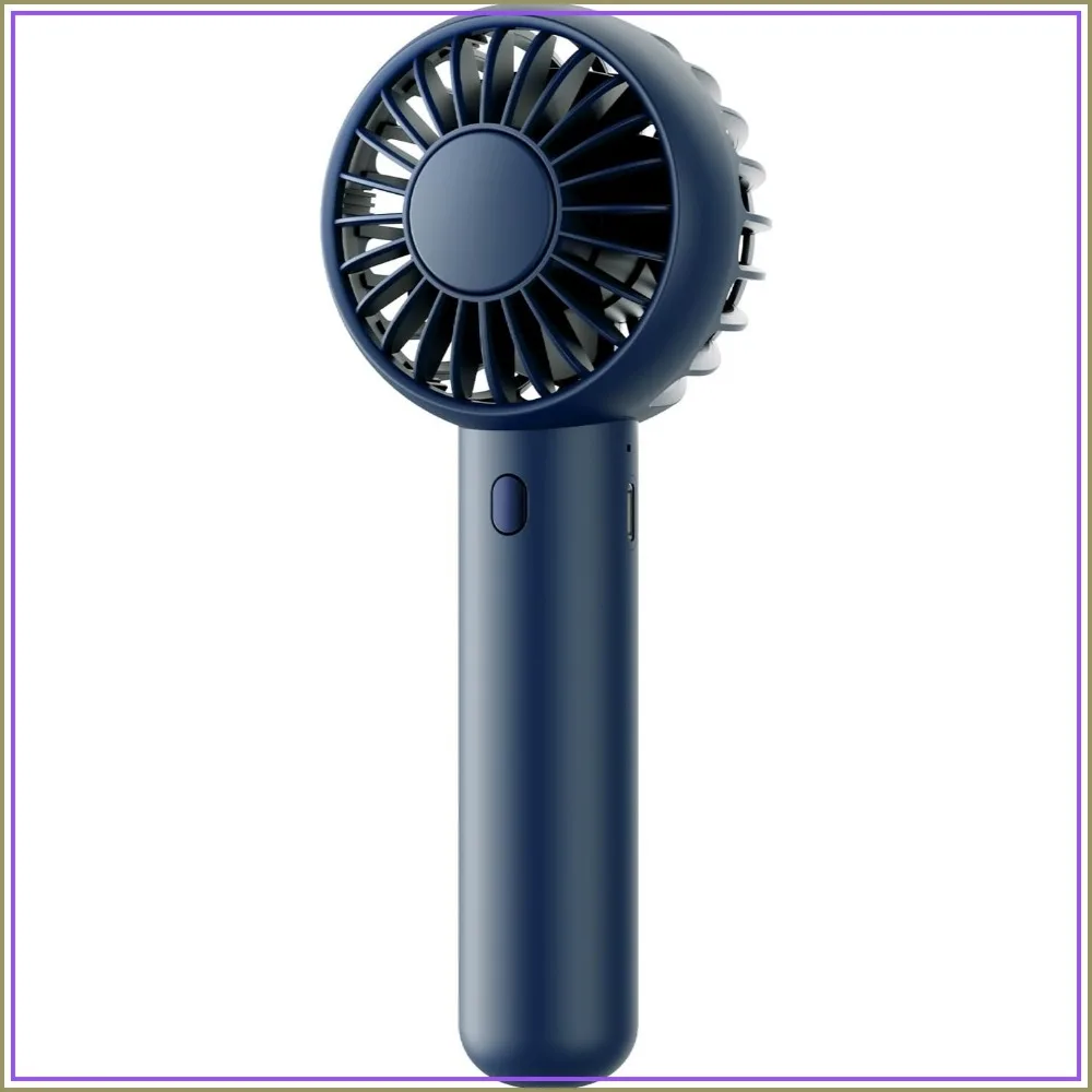 Mini Portable Fan, Navy Blue, Cute Design, Powerful Wind, Handheld and Desktop, Rechargeable Battery