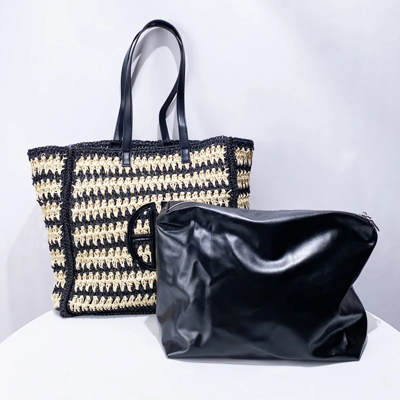 Straw Handmade Weave Large Capacity Tote Bags For Women Luxury Designer Handbag Purses 2024 New In Casual Summer Beach Shoulder