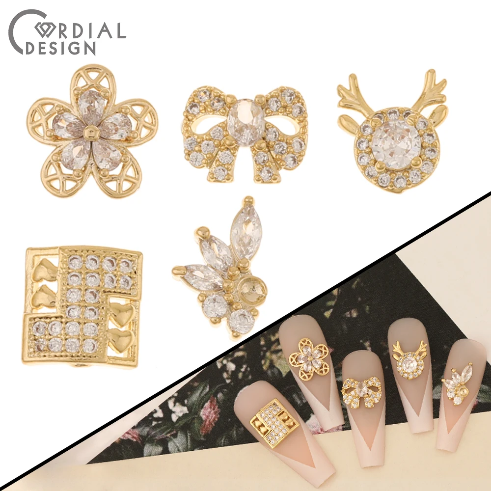 

Cordial Design 50Pcs DIY Fingernail Accessories/Cubic Zircon/Multi Shapes/Genuine Gold Plating/Jewelry Findings & Components